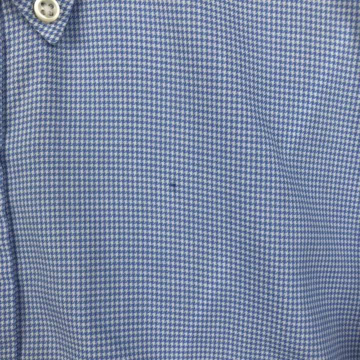 Ralph Lauren BLAKE Houndstooth Pattern Long Sleeve Button Down Shirt Men's Size L cotton Blue type light blue Vintage Second Hand