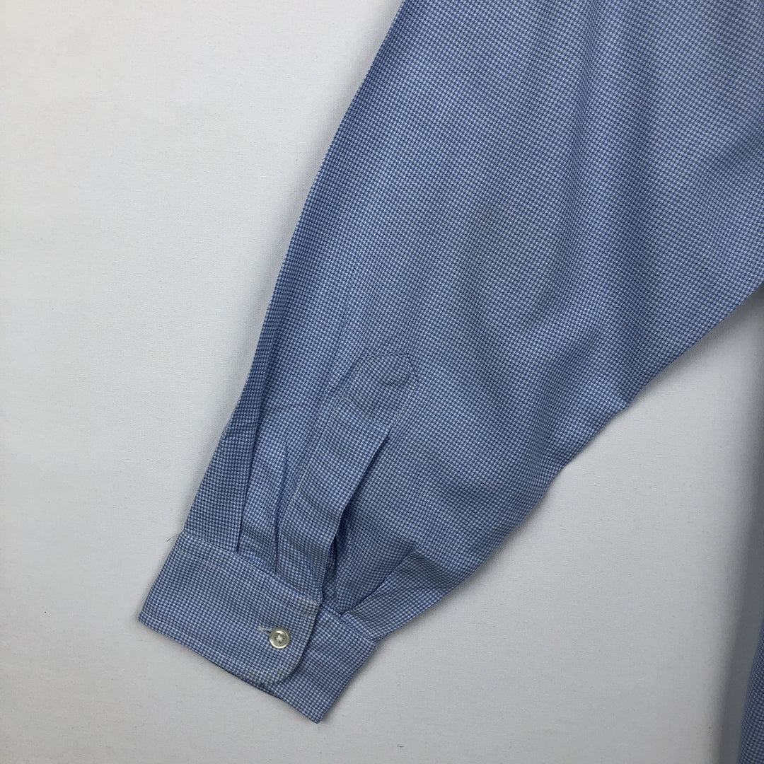 Ralph Lauren BLAKE Houndstooth Pattern Long Sleeve Button Down Shirt Men's Size L cotton Blue type light blue Vintage Second Hand