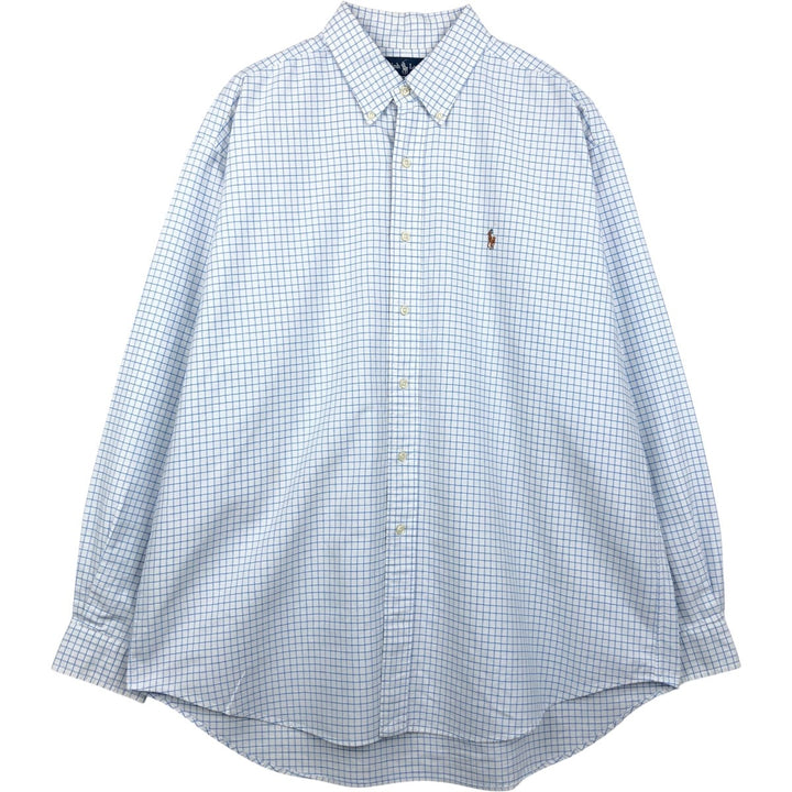 Ralph Lauren BLAKE long sleeve button down check shirt, men's XL size cotton white type Vintage Second Hand