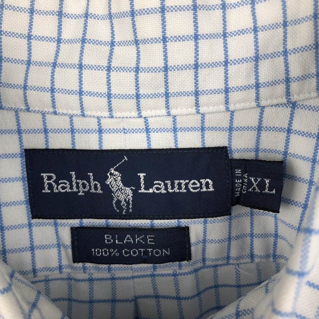 Ralph Lauren BLAKE long sleeve button down check shirt, men's XL size cotton white type Vintage Second Hand