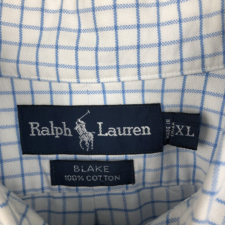 Ralph Lauren BLAKE long sleeve button down check shirt, men's XL size cotton white type Vintage Second Hand
