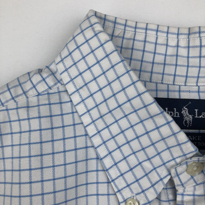 Ralph Lauren BLAKE long sleeve button down check shirt, men's XL size cotton white type Vintage Second Hand
