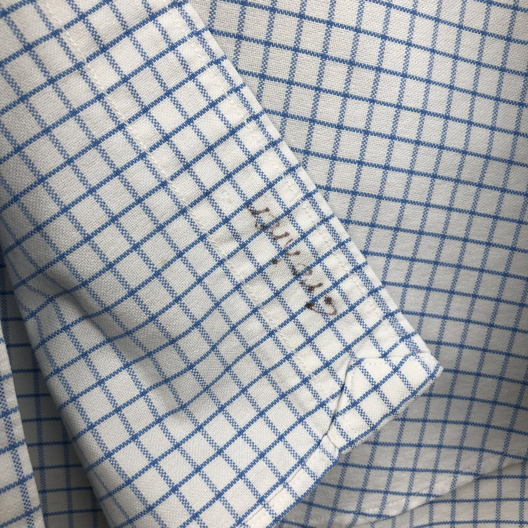 Ralph Lauren BLAKE long sleeve button down check shirt, men's XL size cotton white type Vintage Second Hand