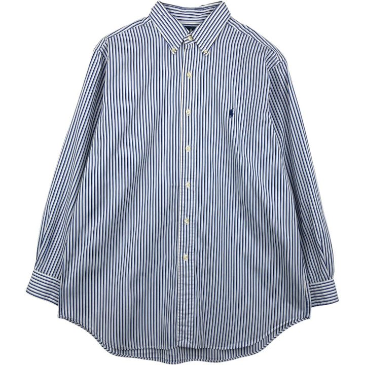 Ralph Lauren Classic Fit Multi-Stripe Long Sleeve Button-Down Striped Shirt, Men's Size L cotton white type Vintage Second Hand
