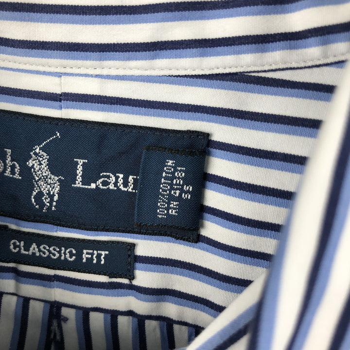 Ralph Lauren Classic Fit Multi-Stripe Long Sleeve Button-Down Striped Shirt, Men's Size L cotton white type Vintage Second Hand