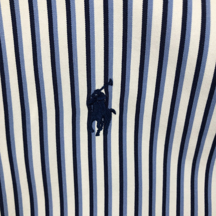 Ralph Lauren Classic Fit Multi-Stripe Long Sleeve Button-Down Striped Shirt, Men's Size L cotton white type Vintage Second Hand