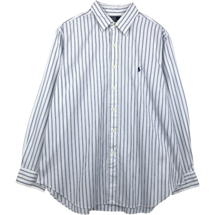 Ralph Lauren POLO by Ralph Lauren LOWELL Multi-stripe Long-Sleeve Cotton Stripe Shirt, Men's Size XL (approx.) cotton white type Vintage Second Hand
