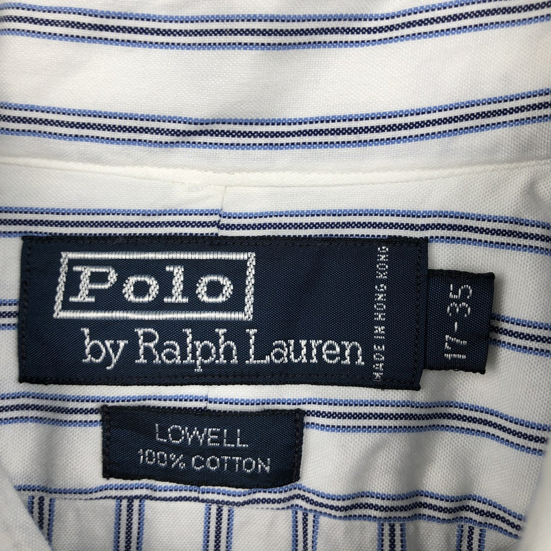 Ralph Lauren POLO by Ralph Lauren LOWELL Multi-stripe Long-Sleeve Cotton Stripe Shirt, Men's Size XL (approx.) cotton white type Vintage Second Hand