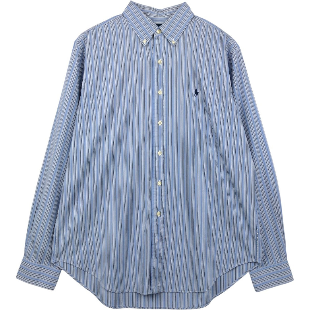 Ralph Lauren Classic Fit Multi-Stripe Long Sleeve Button-Down Striped Shirt, Men's Size L cotton Blue type light blue Vintage Second Hand