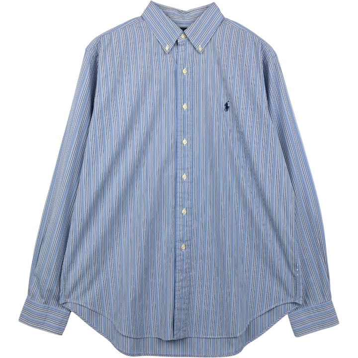 Ralph Lauren Classic Fit Multi-Stripe Long Sleeve Button-Down Striped Shirt, Men's Size L cotton Blue type light blue Vintage Second Hand