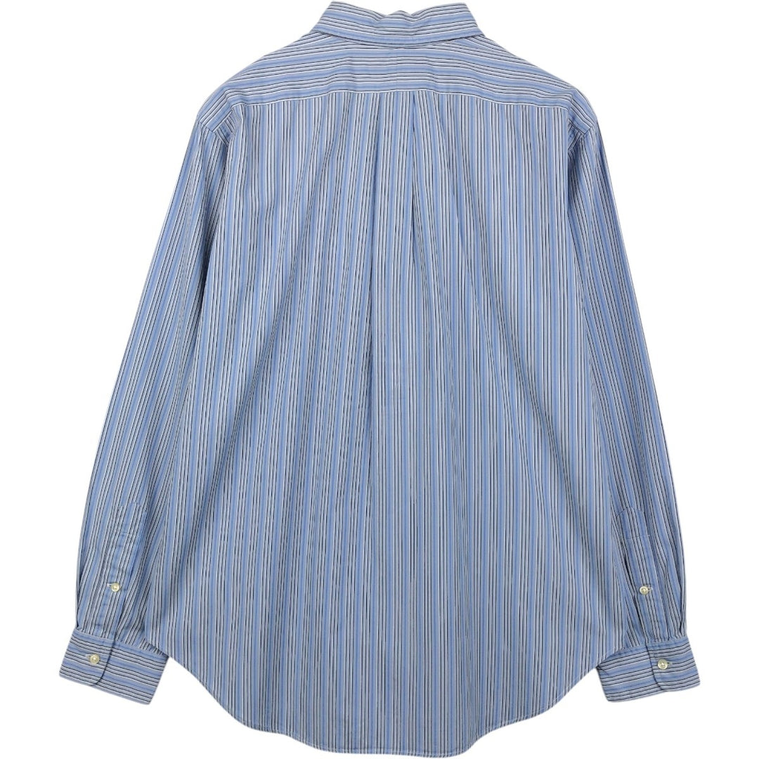 Ralph Lauren Classic Fit Multi-Stripe Long Sleeve Button-Down Striped Shirt, Men's Size L cotton Blue type light blue Vintage Second Hand