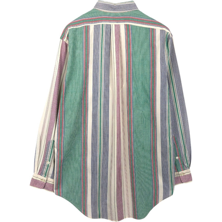 Ralph Lauren POLO by Ralph Lauren Multi-Stripe Long Sleeve Button-Down Striped Shirt, Men's Size Medium cotton Beige type Vintage Second Hand