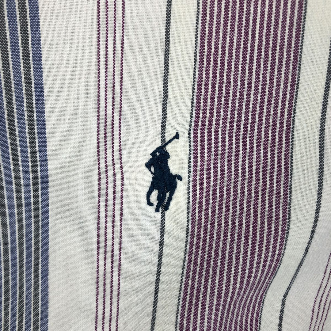 Ralph Lauren POLO by Ralph Lauren Multi-Stripe Long Sleeve Button-Down Striped Shirt, Men's Size Medium cotton Beige type Vintage Second Hand