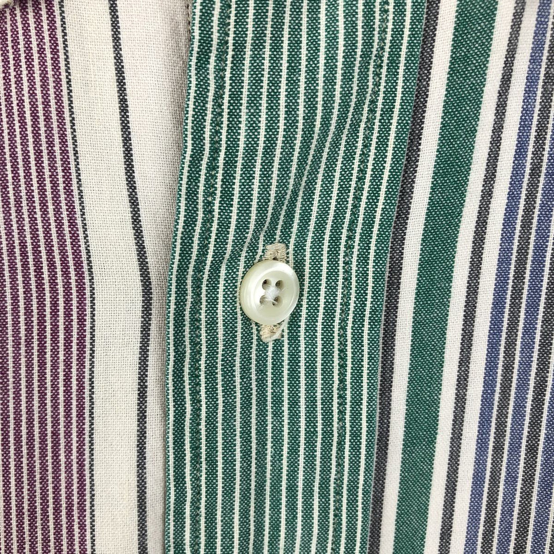 Ralph Lauren POLO by Ralph Lauren Multi-Stripe Long Sleeve Button-Down Striped Shirt, Men's Size Medium cotton Beige type Vintage Second Hand