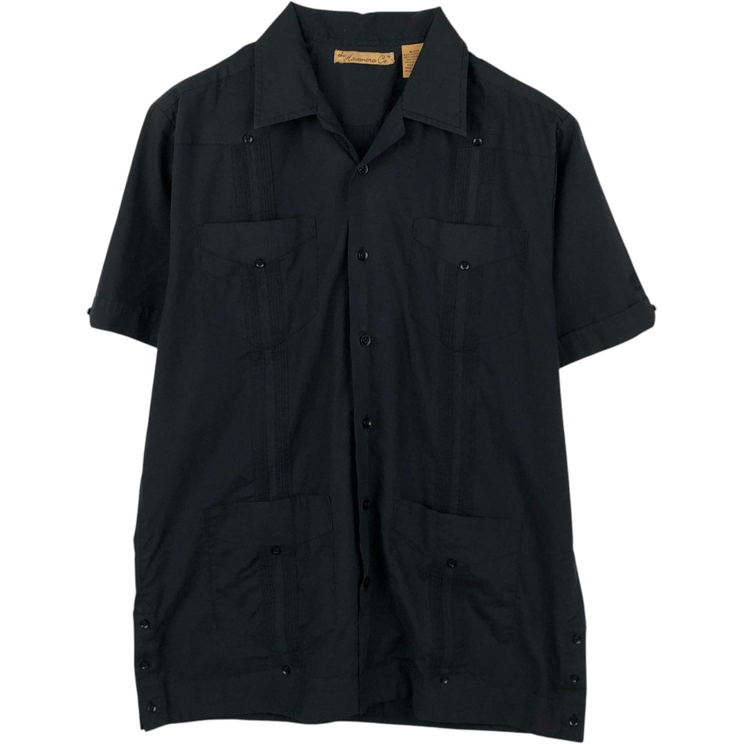 The Havanera Co. Short-Sleeve Open-Collar Mexican Shirt / Cuban Shirt / Box Shirt (Men's Size S) polyester black type Vintage Second Hand