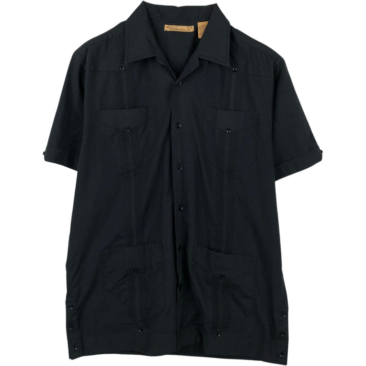 The Havanera Co. Short-Sleeve Open-Collar Mexican Shirt / Cuban Shirt / Box Shirt (Men's Size S) polyester black type Vintage Second Hand