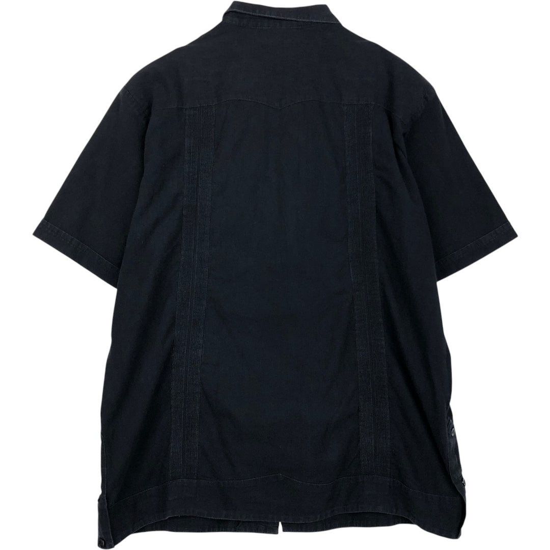Mr.buho Short-Sleeve Mexican Shirt, Cuban Shirt, Box Shirt, Men's Size L (approx.) cotton black type Vintage Second Hand