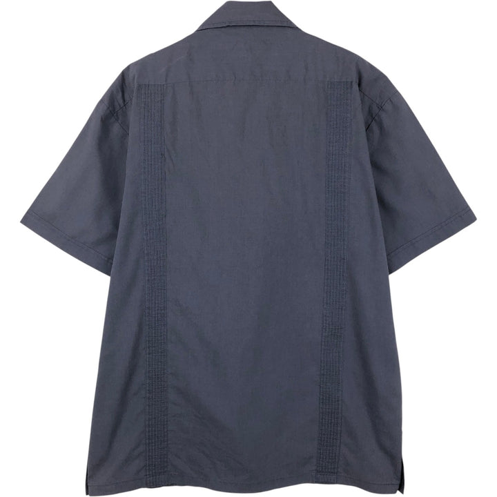 ESQUIRE Short-Sleeve Open-Collar Mexican Shirt, Cuban Shirt, Boxy Shirt, Men's Size L (approx.) polyester navy blue type Vintage Second Hand