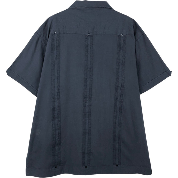 THE HAVANERA CO Short Sleeve Open Collar Mexican Shirt Cuban Shirt Box Shirt Men's XXL polyester navy blue type Vintage Second Hand