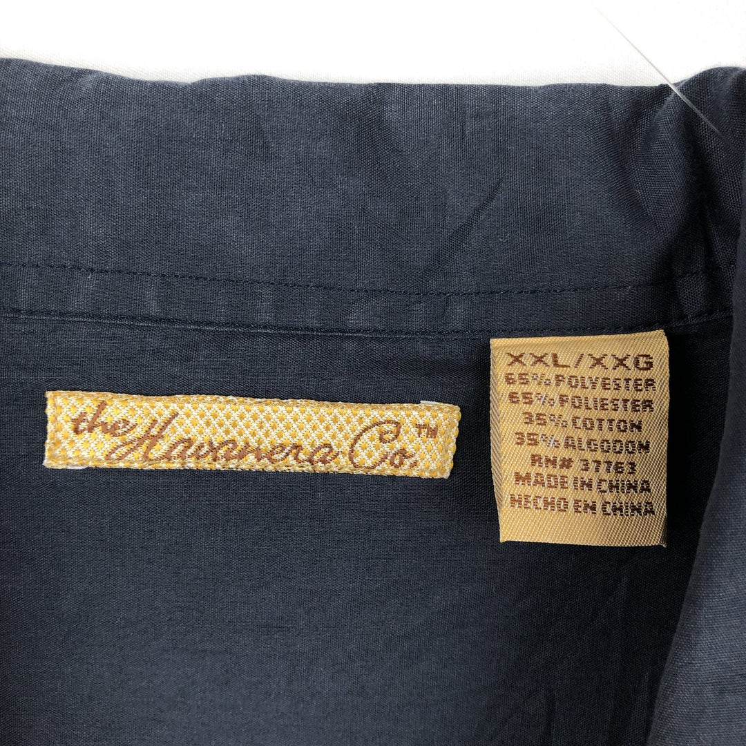 THE HAVANERA CO Short Sleeve Open Collar Mexican Shirt Cuban Shirt Box Shirt Men's XXL polyester navy blue type Vintage Second Hand
