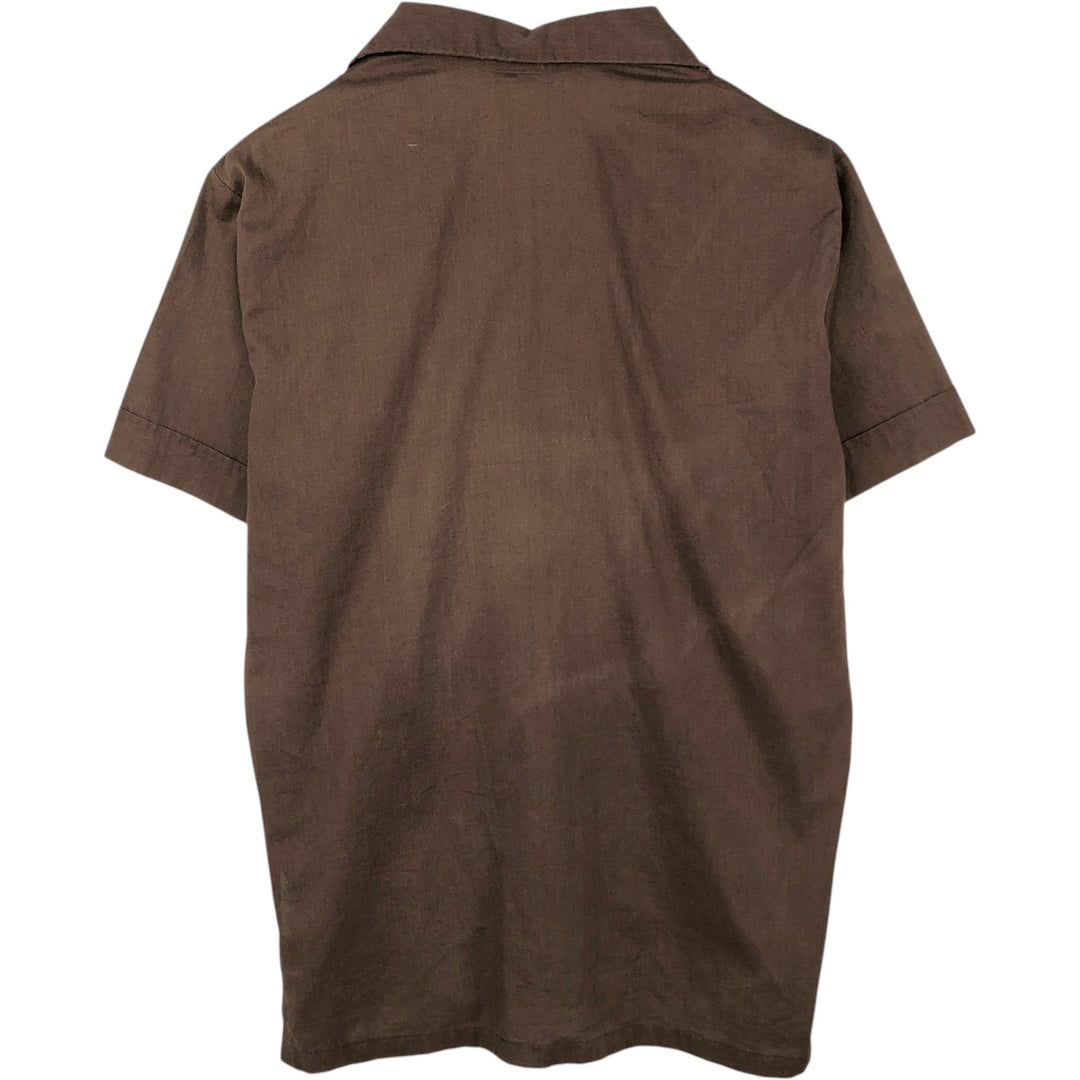 Alexander Martin Short-Sleeve Open-Collar Mexican Shirt, Cuban Shirt, Boxy Shirt, Made in USA, Men's Size L (Equivalent), Vintage polyester brown type Vintage Second Hand