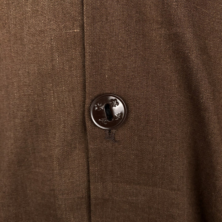 Alexander Martin Short-Sleeve Open-Collar Mexican Shirt, Cuban Shirt, Boxy Shirt, Made in USA, Men's Size L (Equivalent), Vintage polyester brown type Vintage Second Hand