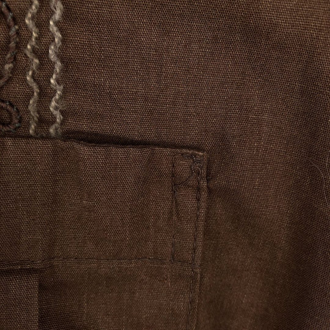 Alexander Martin Short-Sleeve Open-Collar Mexican Shirt, Cuban Shirt, Boxy Shirt, Made in USA, Men's Size L (Equivalent), Vintage polyester brown type Vintage Second Hand