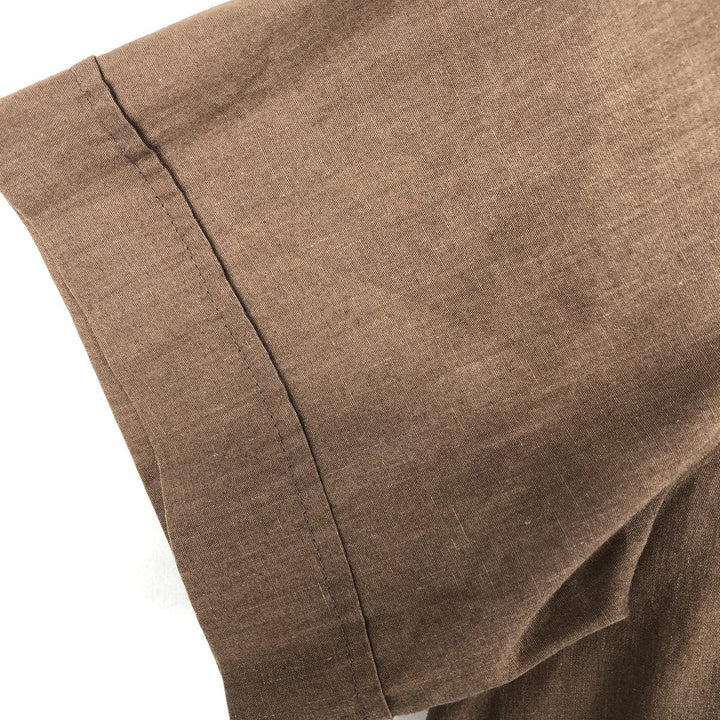 Alexander Martin Short-Sleeve Open-Collar Mexican Shirt, Cuban Shirt, Boxy Shirt, Made in USA, Men's Size L (Equivalent), Vintage polyester brown type Vintage Second Hand