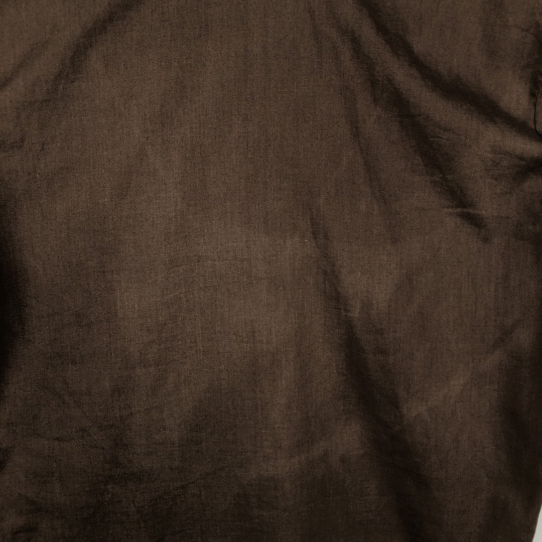 Alexander Martin Short-Sleeve Open-Collar Mexican Shirt, Cuban Shirt, Boxy Shirt, Made in USA, Men's Size L (Equivalent), Vintage polyester brown type Vintage Second Hand