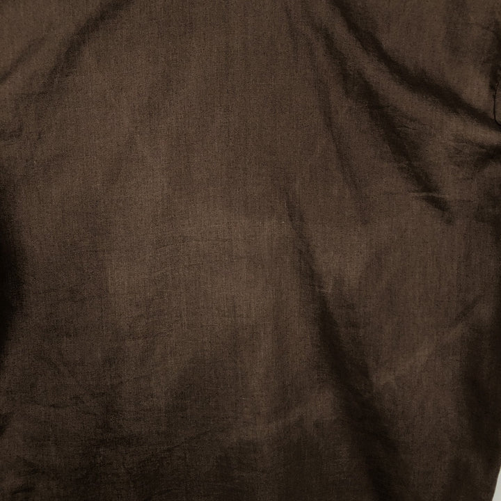 Alexander Martin Short-Sleeve Open-Collar Mexican Shirt, Cuban Shirt, Boxy Shirt, Made in USA, Men's Size L (Equivalent), Vintage polyester brown type Vintage Second Hand