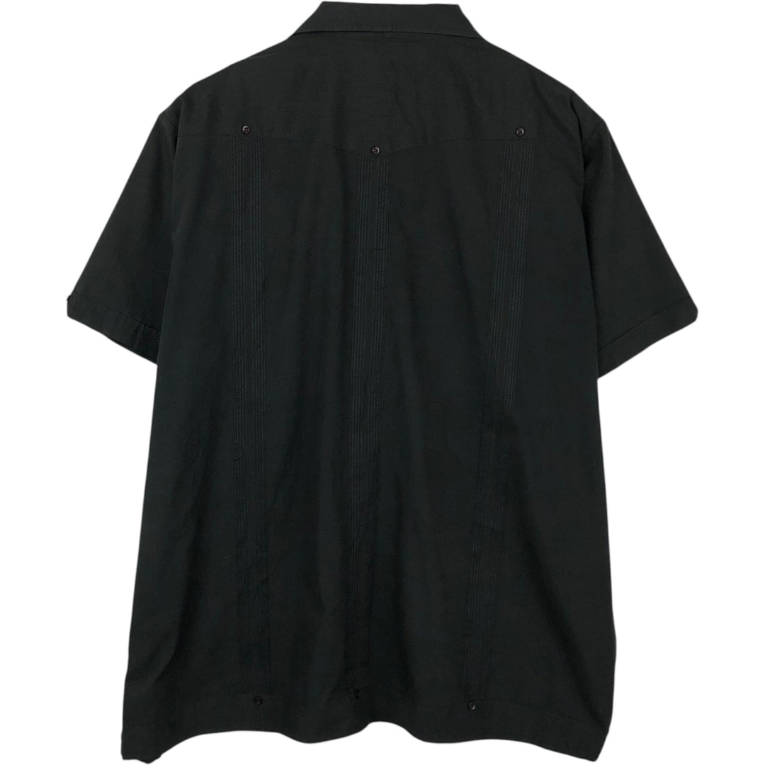 80s-90'S Supreme Short-Sleeve Open-Collar Mexican Shirt/Cuban Shirt/Box Shirt, Men's XXL Equivalent, Vintage polyester black type Vintage Second Hand