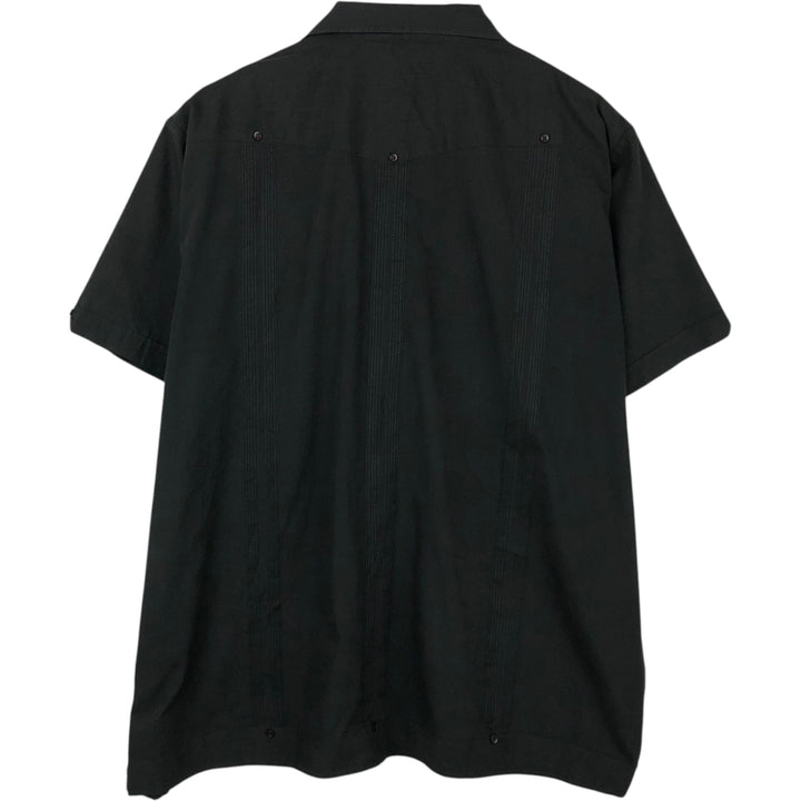 80s-90'S Supreme Short-Sleeve Open-Collar Mexican Shirt/Cuban Shirt/Box Shirt, Men's XXL Equivalent, Vintage polyester black type Vintage Second Hand