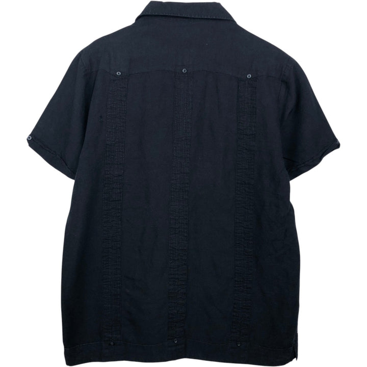 Havana Short Sleeve Open Collar Mexican Shirt Cuban Shirt Box Shirt Men's M Size linen black type Vintage Second Hand