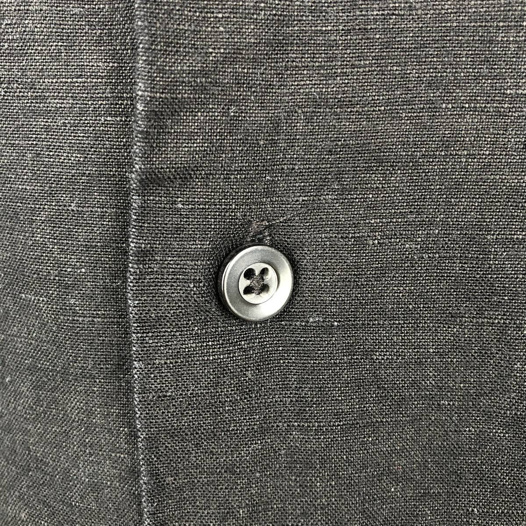 Havana Short Sleeve Open Collar Mexican Shirt Cuban Shirt Box Shirt Men's M Size linen black type Vintage Second Hand