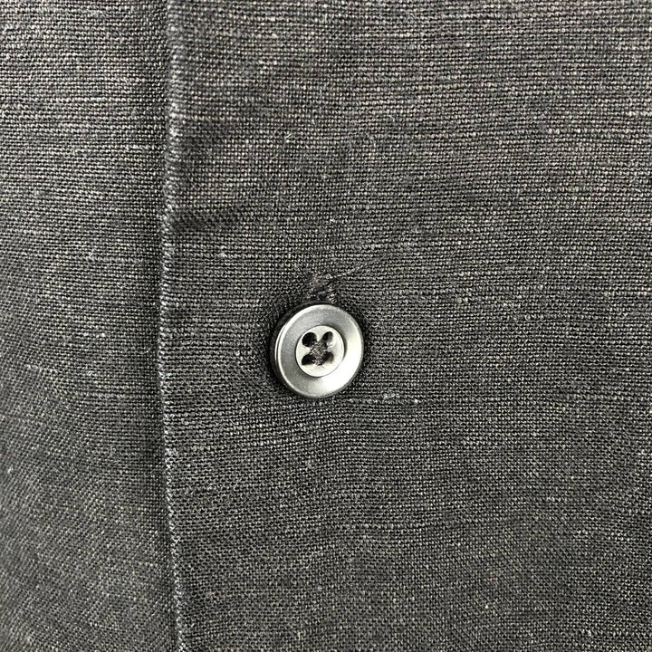 Havana Short Sleeve Open Collar Mexican Shirt Cuban Shirt Box Shirt Men's M Size linen black type Vintage Second Hand