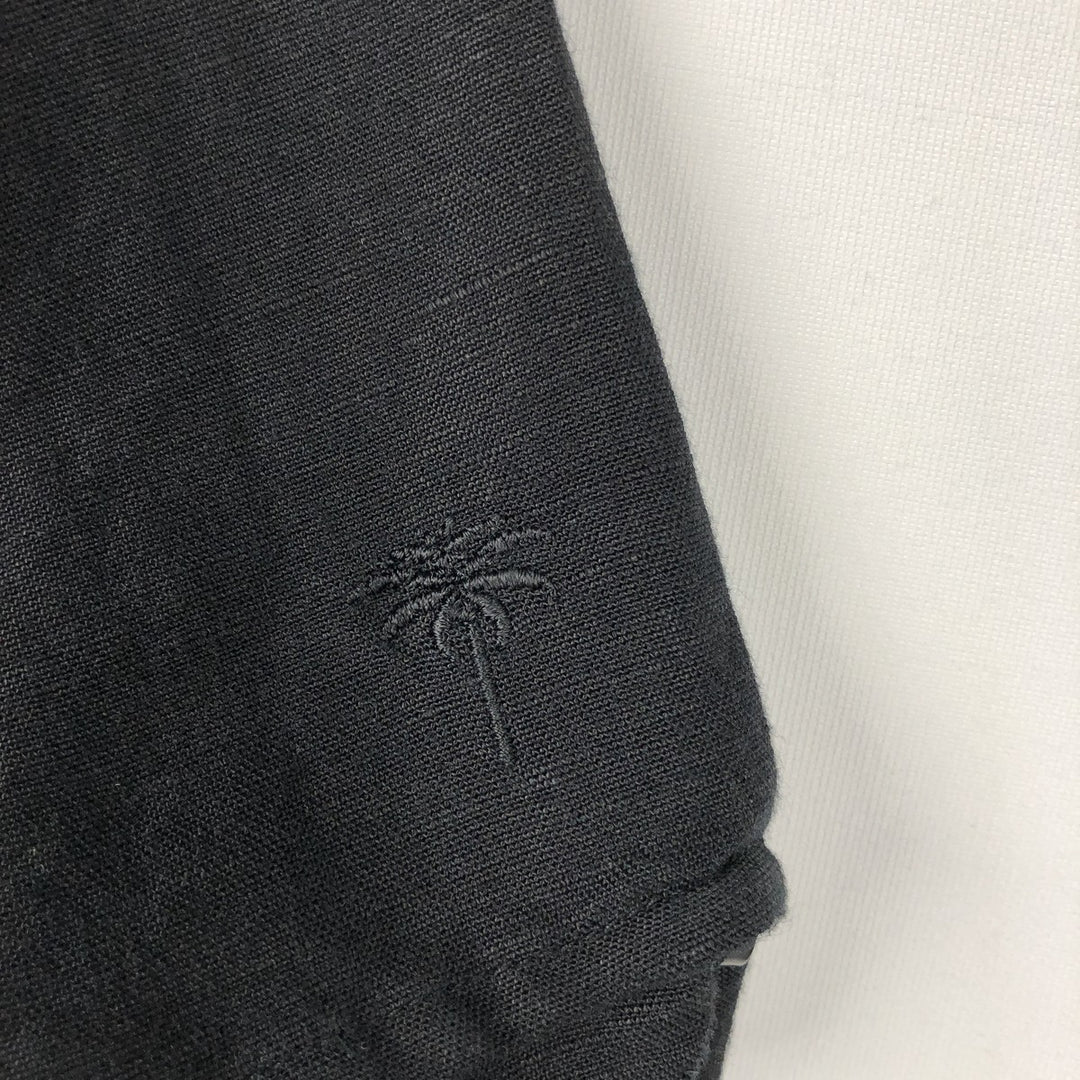 Havana Short-Sleeve Open-Collar Mexican Shirt, Cuban Shirt, Boxy Shirt, Men's XXL Equivalent linen black type Vintage Second Hand