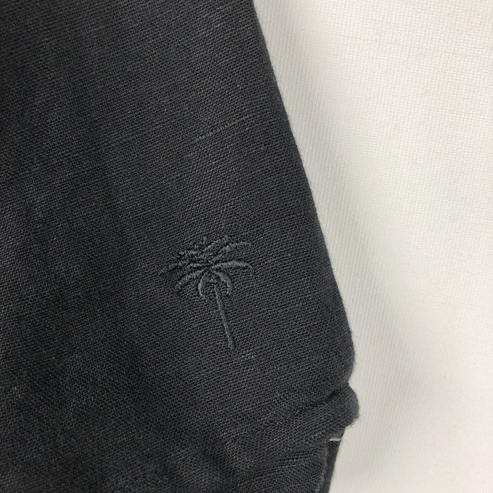 Havana Short-Sleeve Open-Collar Mexican Shirt, Cuban Shirt, Boxy Shirt, Men's XXL Equivalent linen black type Vintage Second Hand