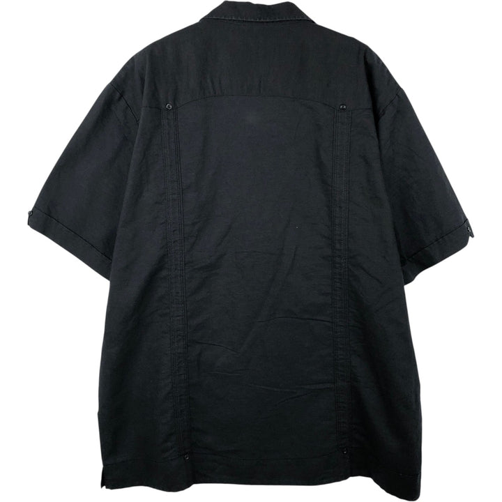 CUBAVERA Short Sleeve Open Collar Mexican Shirt Cuban Shirt Box Shirt Men's XXL linen black type Vintage Second Hand