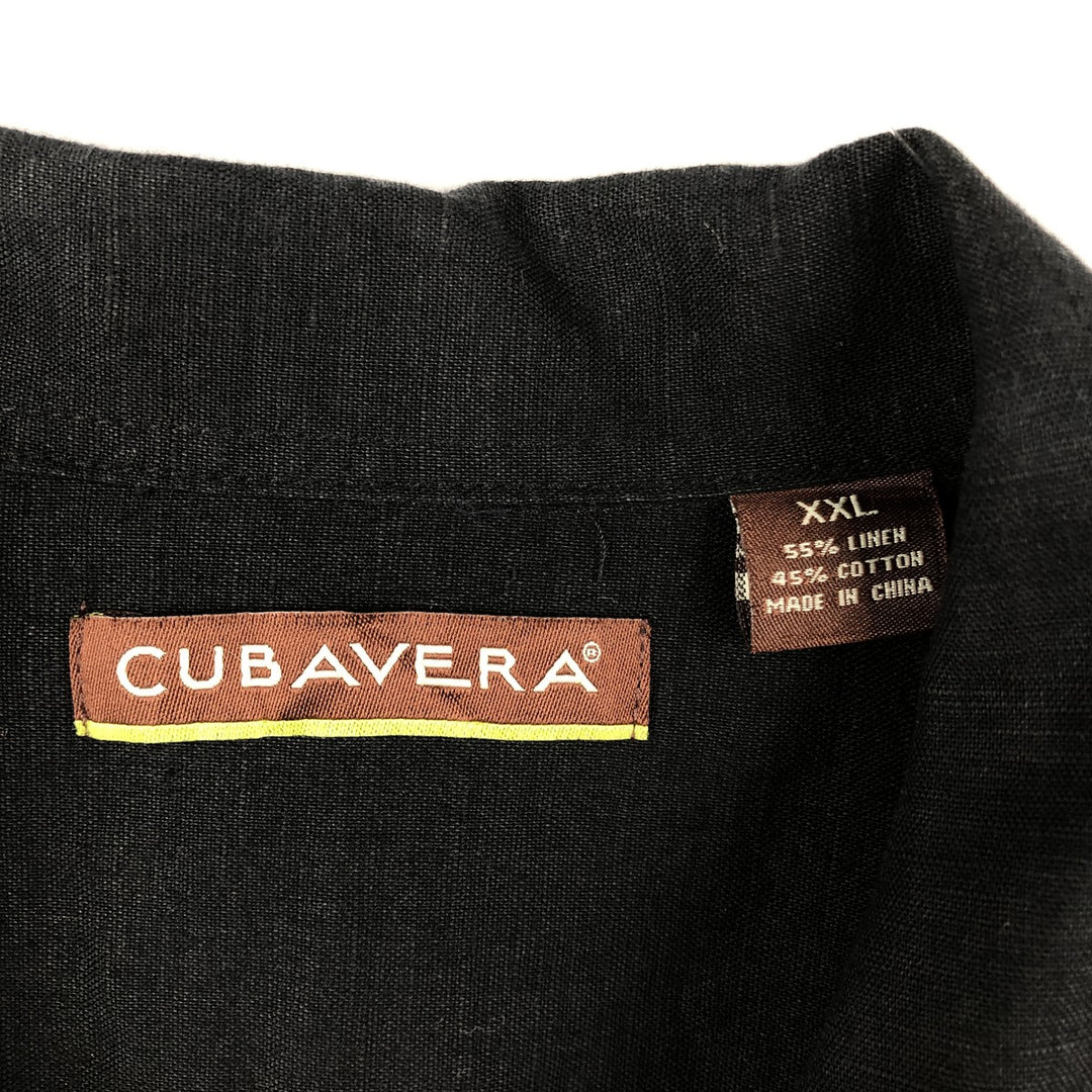 CUBAVERA Short Sleeve Open Collar Mexican Shirt Cuban Shirt Box Shirt Men's XXL linen black type Vintage Second Hand