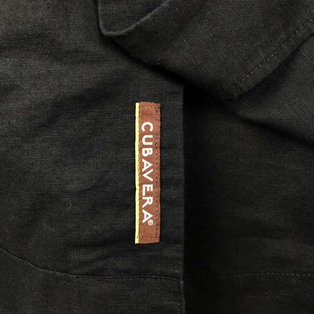 CUBAVERA Short Sleeve Open Collar Mexican Shirt Cuban Shirt Box Shirt Men's XXL linen black type Vintage Second Hand