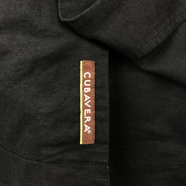 CUBAVERA Short Sleeve Open Collar Mexican Shirt Cuban Shirt Box Shirt Men's XXL linen black type Vintage Second Hand