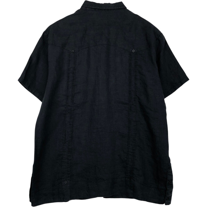 CUBAVERA Short-Sleeve Mexican Shirt, Cuban Shirt, Men's Size L (Equivalent), Boxy Shirt linen black type Vintage Second Hand