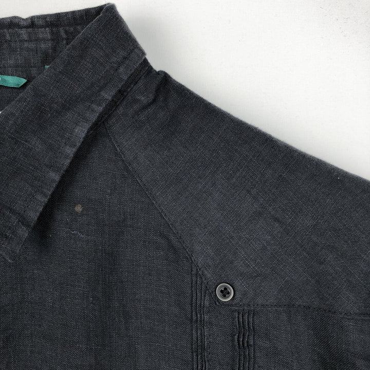 CUBAVERA Short-Sleeve Mexican Shirt, Cuban Shirt, Men's Size L (Equivalent), Boxy Shirt linen black type Vintage Second Hand