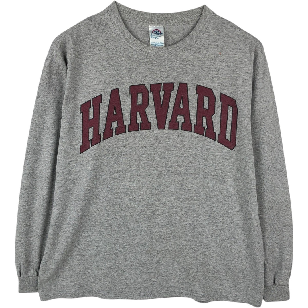 2000'S Delta Harvard College Long-Sleeve T-Shirt (Men's Size L) cotton gray type Vintage Second Hand
