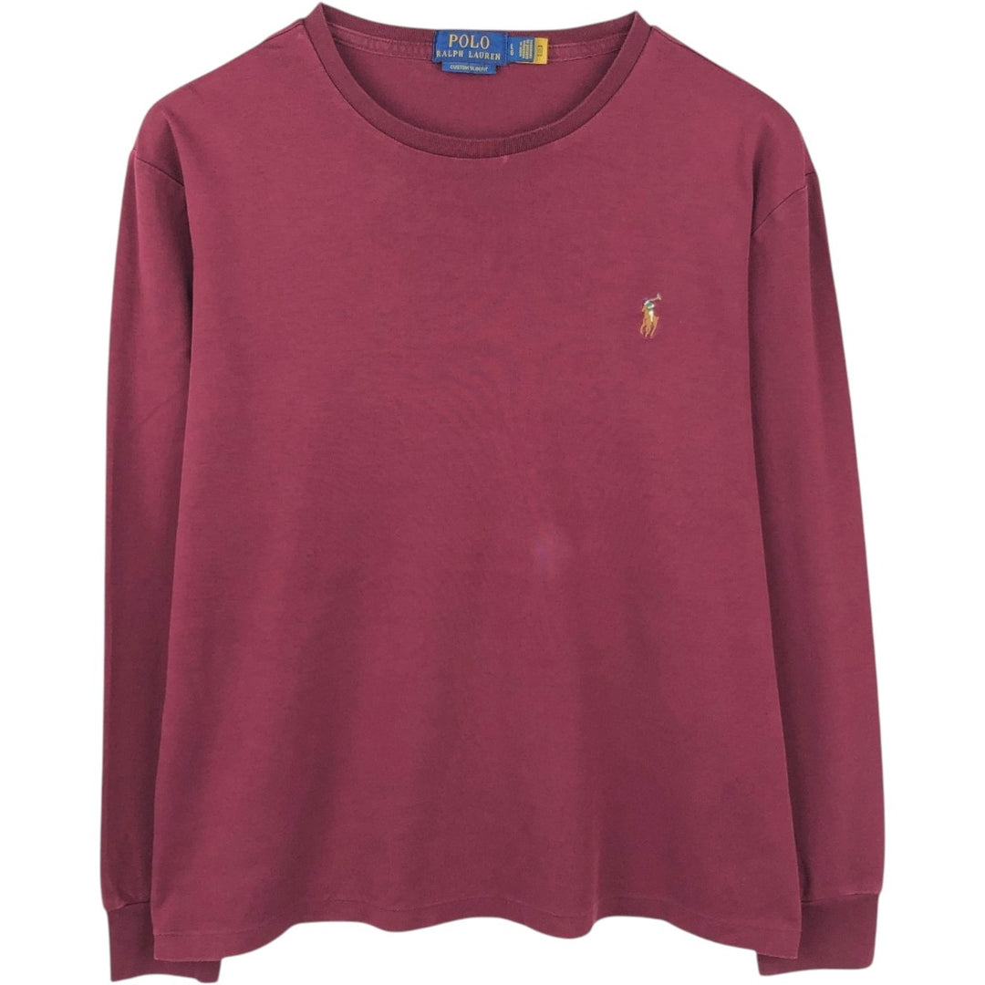 Ralph Lauren POLO RALPH LAUREN CUSTOM SLIM FIT Long-Sleeve T-Shirt (Men's Size L) cotton bordeaux Vintage Second Hand