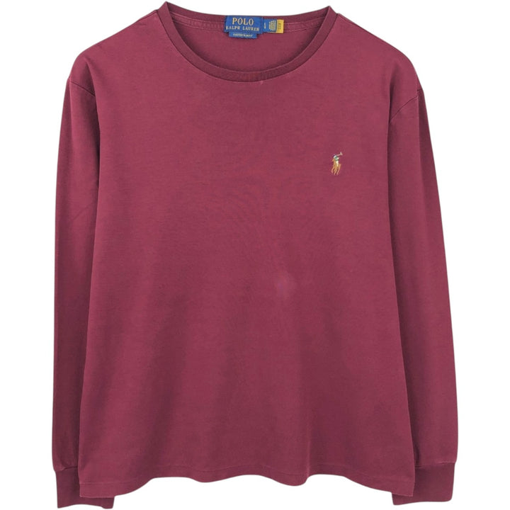 Ralph Lauren POLO RALPH LAUREN CUSTOM SLIM FIT Long-Sleeve T-Shirt (Men's Size L) cotton bordeaux Vintage Second Hand