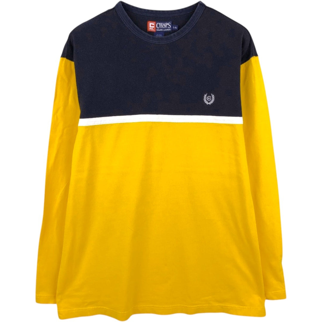 Ralph Lauren CHAPS Long-Sleeve T-Shirt (Men's Size L) cotton yellow type Vintage Second Hand