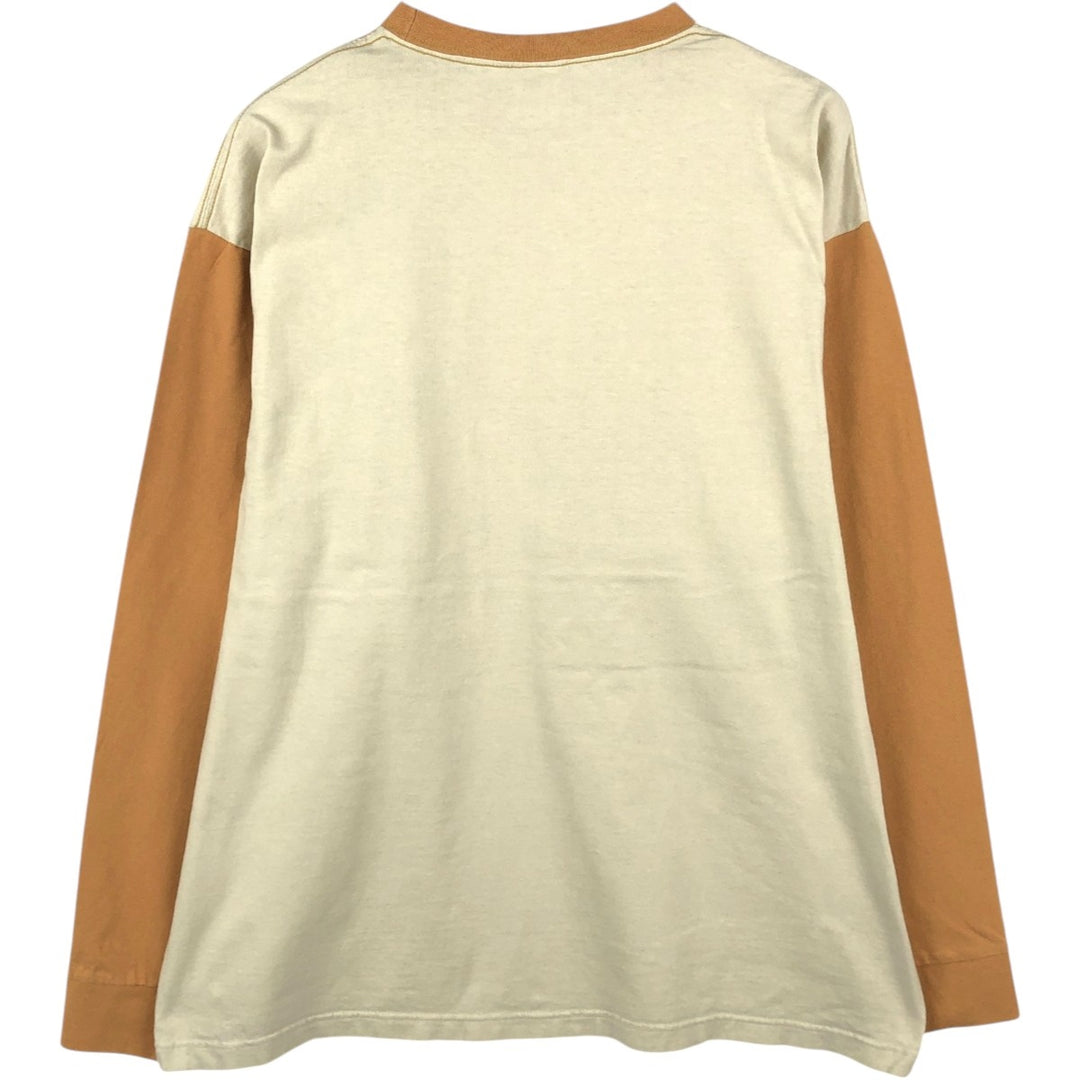 90s-00'S Timberland Two-Tone Long-Sleeve T-Shirt (Men's Size L) cotton unbleached Vintage Second Hand