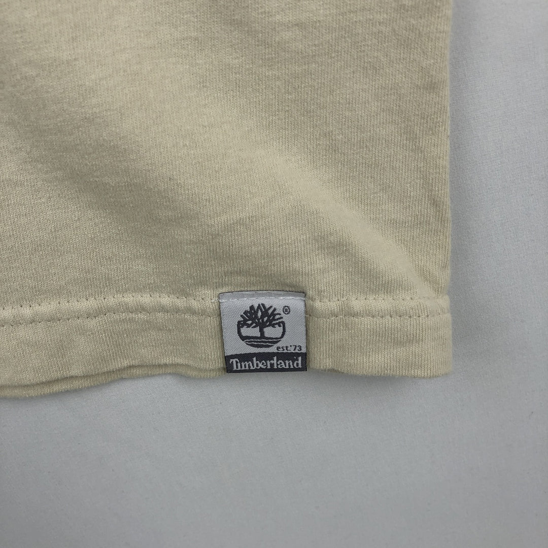 90s-00'S Timberland Two-Tone Long-Sleeve T-Shirt (Men's Size L) cotton unbleached Vintage Second Hand