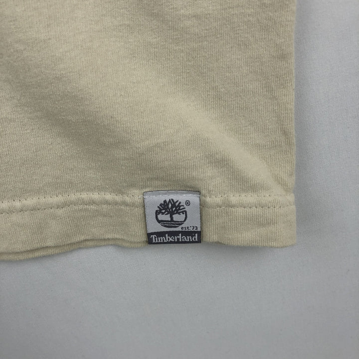 90s-00'S Timberland Two-Tone Long-Sleeve T-Shirt (Men's Size L) cotton unbleached Vintage Second Hand